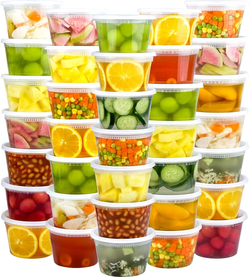 Dipoo 60 Sets 120Piece Deli Containers with Lids 16 oz LeakProof BPA Free Airtight Takeout Plastic Food Storage Containers for Soup FreezerMicrowaveDishwasher Safe